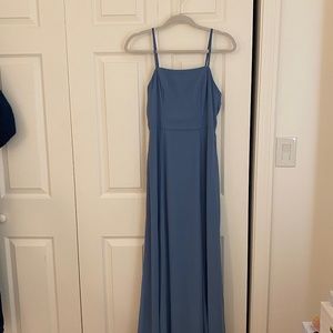 David's Bridal Spaghetti Strap Dress Steel Blue